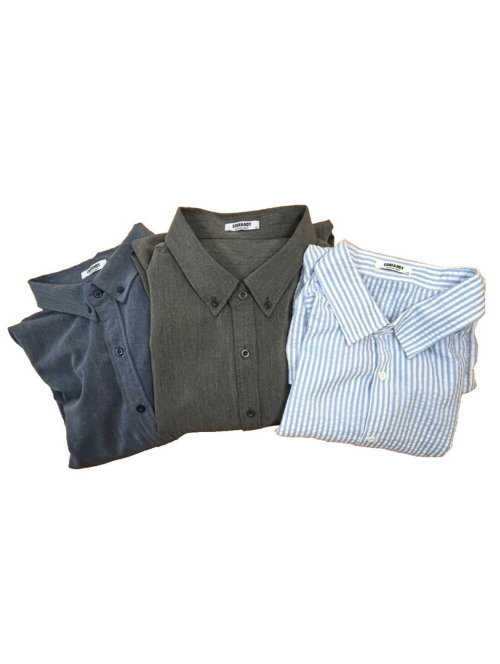COOFANDY Men’s Shirt Lot XL XXL 3pc Button Down Casual Striped Grey Blue